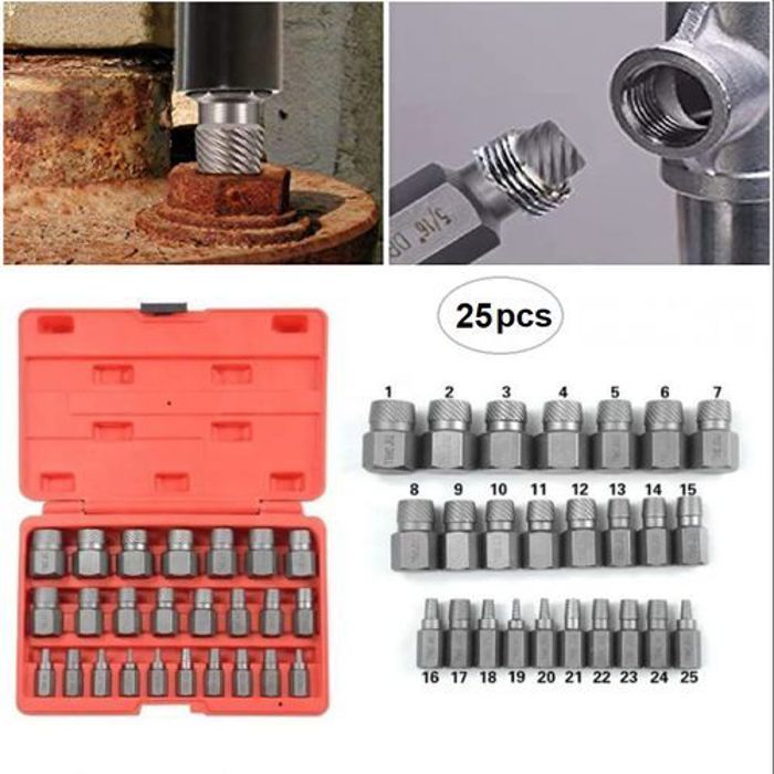 Outils d'extraction de boulons et de vis, ensemble de 25 pièces