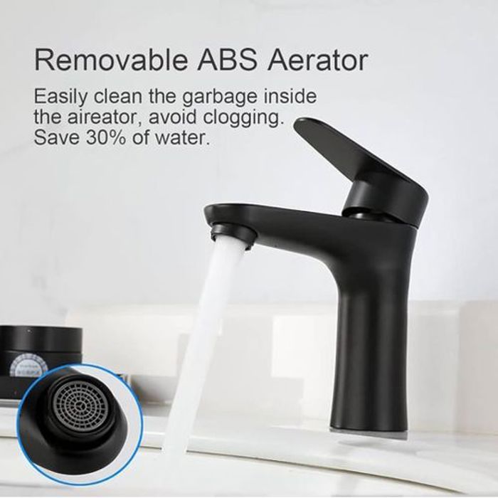 Robinet Mitigeur - Haute Qualité - Noir - Économie d'eau 50% - Limitation de débit - 2 flexibles