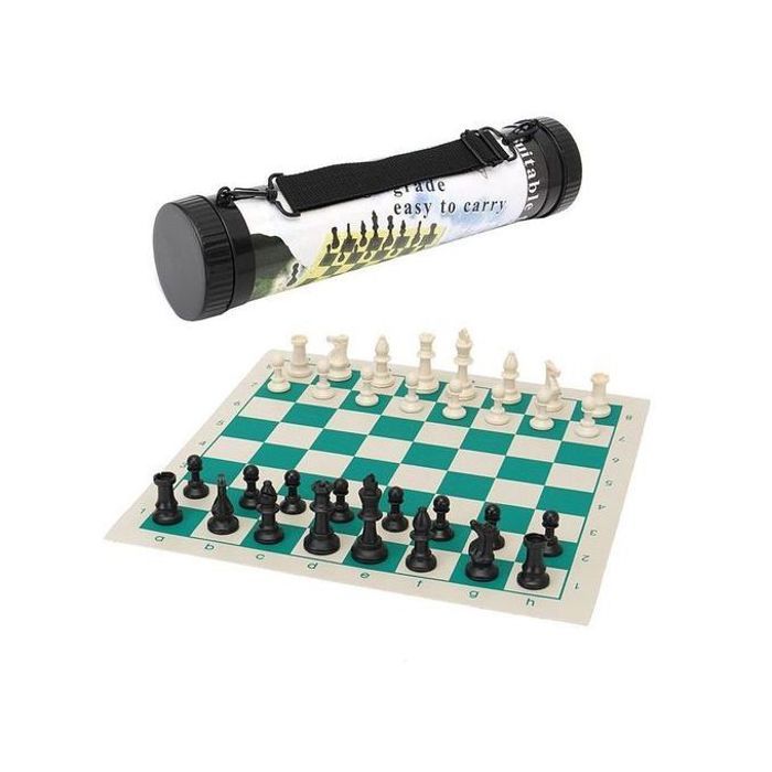 Jeu d'échecs en plastique gambit s - tapis en cuir