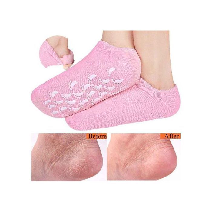 Chaussettes de gel de spa en silicone,soin des pieds, hydratant,protection de la peau fissurée,2PCS
