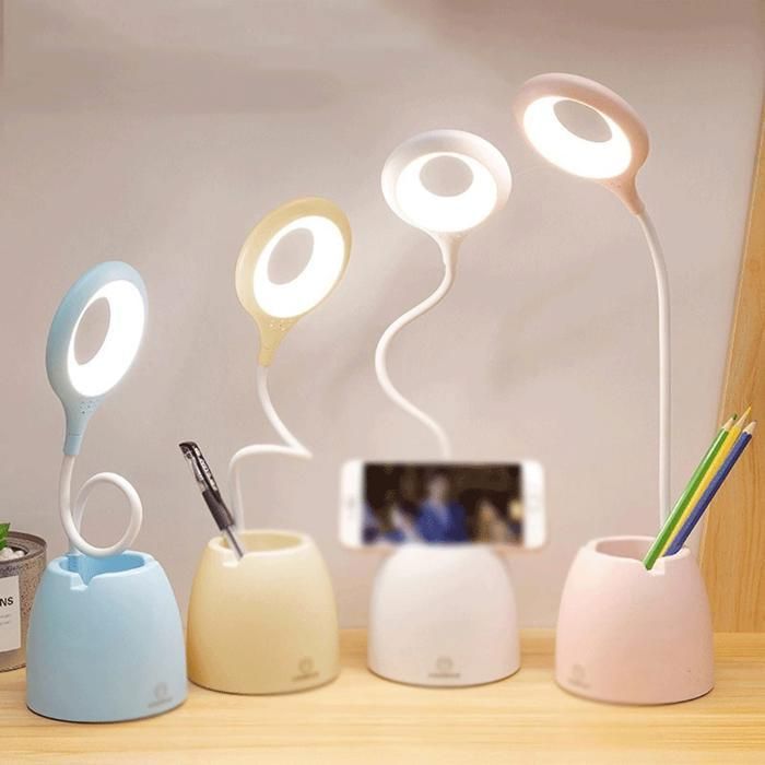 Lampe led de bureau multifonction avec support téléphone et rangement pour stylos(Couleur aléatoire)