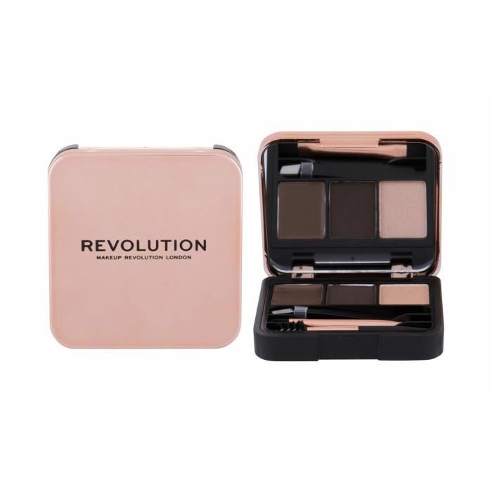Palette Sourcils - Makeup Revolution - Brow Sculpt Kit - Brun Foncé - Compacte - Multifonctionnelle