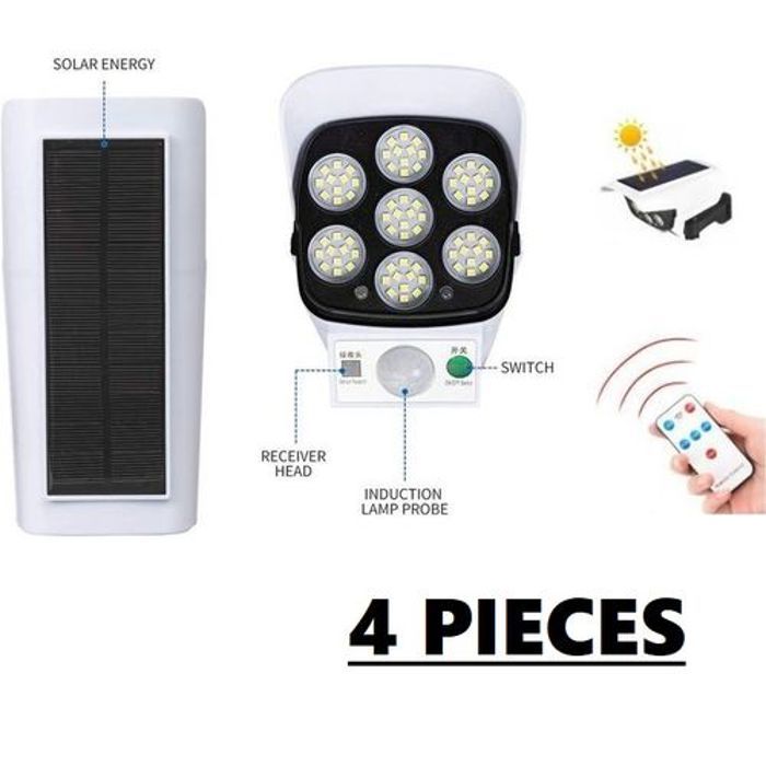 Pack 4 Piéces Lampe Projecteur solaire avec détecteur de mouvement