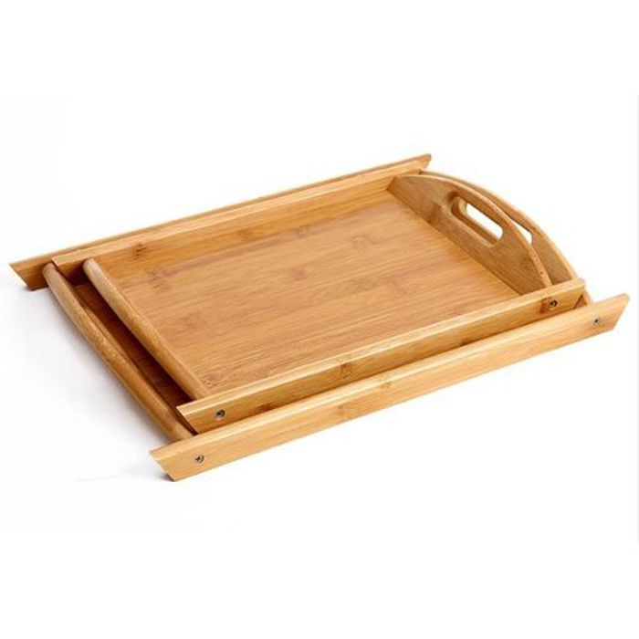 Set de 2 Plateaux en bois de Bambou avec poignée
