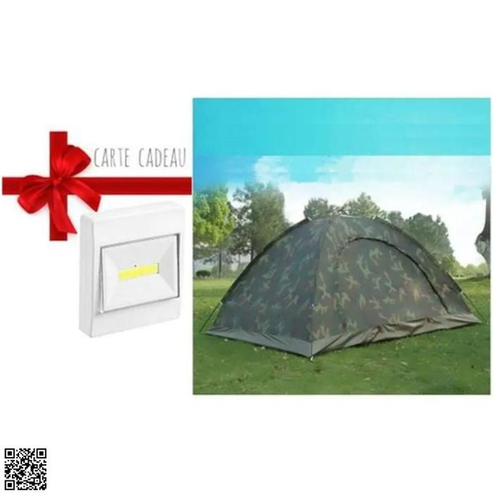 Tente de Camping - Imperméable - 4 Personnes - 208x208x145 cm - Montage Automatique - LED Inclus
