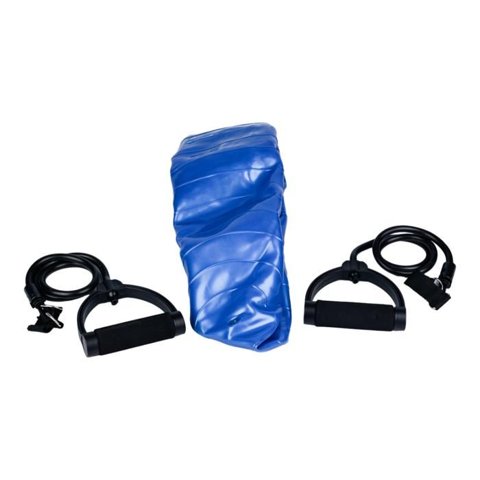 BALLON FITNESS BLEU CORDES ELASTIQUES IR97407