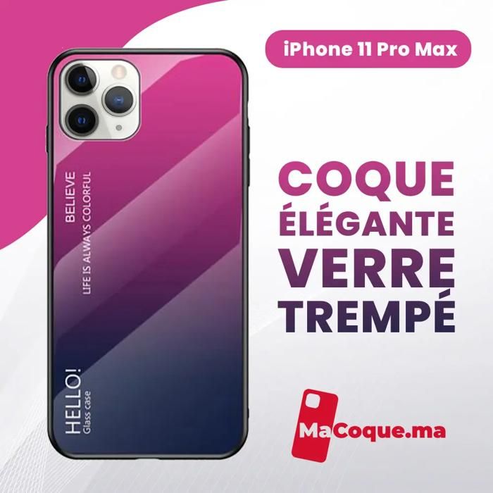 Coque iPhone 11 Pro Max Coque en Verre Trempé Violet