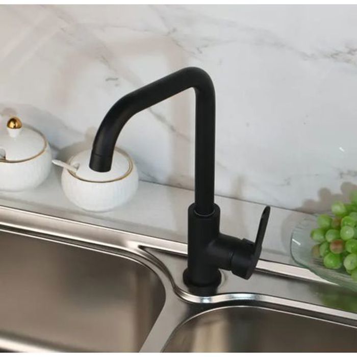 Mitigeur de cuisine - Haut de gamme - Noir mat - Cuivre - Résistant à la corrosion - Monotrou