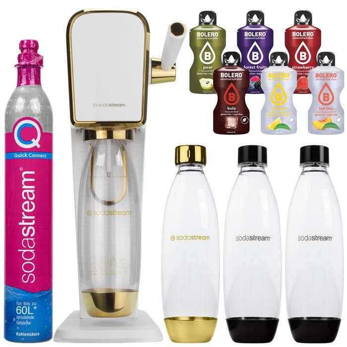 Kolsyratör - Sodastream - ART Special Edition - Vit Guld - 3 Flaskor - CO2 Patrong - Smaker