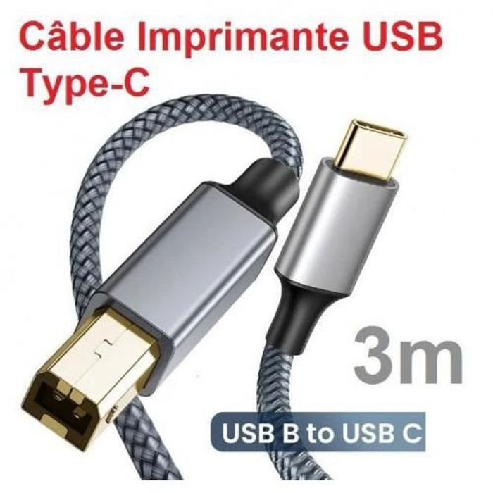 Câble USB - High Qualité - 3m - Nylon tressé - Compatible Yamaha Casio - Transfert rapide