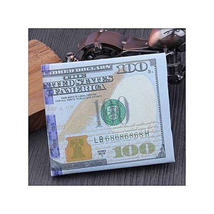 Portefeuille - Billet de 100 Dollars - Cuir PU - Satin - Imprimé réaliste - Mixte