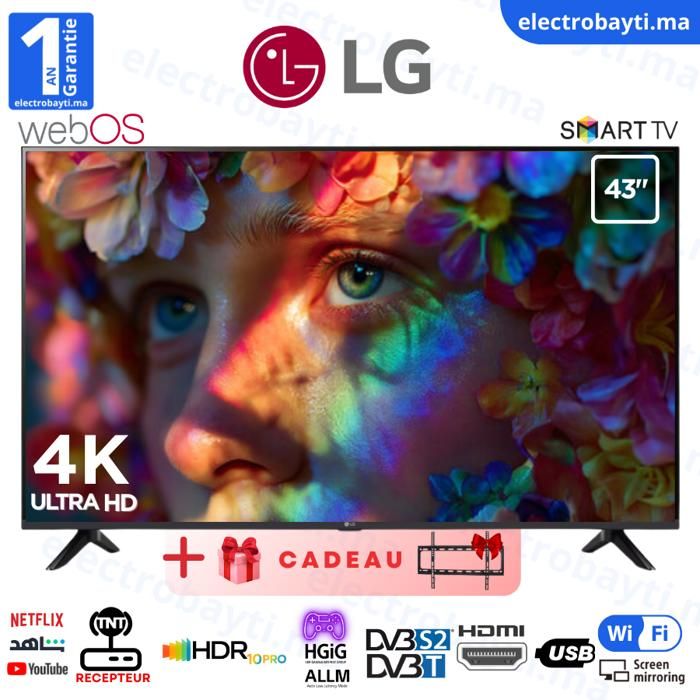 LG - 43 Pouces SMART TV WEB OS -  4K UHD - AI ThinQ, alpha5 Gen7 Processor - FILMMAKER Mode - 43UT73006LA
