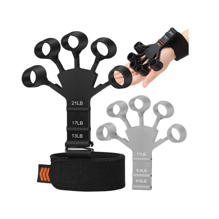 Exerciseur de doigts en silicone - Musculation main - Renforcement avant-bras - 6 niveaux de résistance