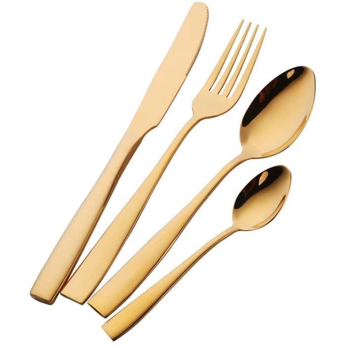 Set de couverts - Or - Acier inoxydable - 4 pièces - Design élégant - Résistant à la chaleur