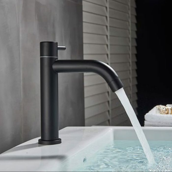 Robinet de lavabo - Haute Qualité - Noir mat - Eau froide - Poignée à levier unique - Économie d'eau