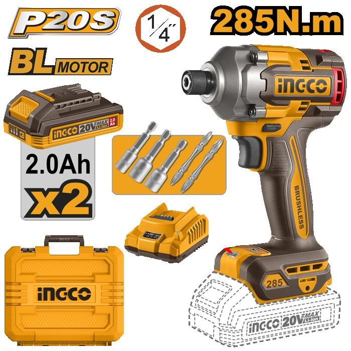 INGCO - Visseuse à choc 20V 2batteries 285Nm