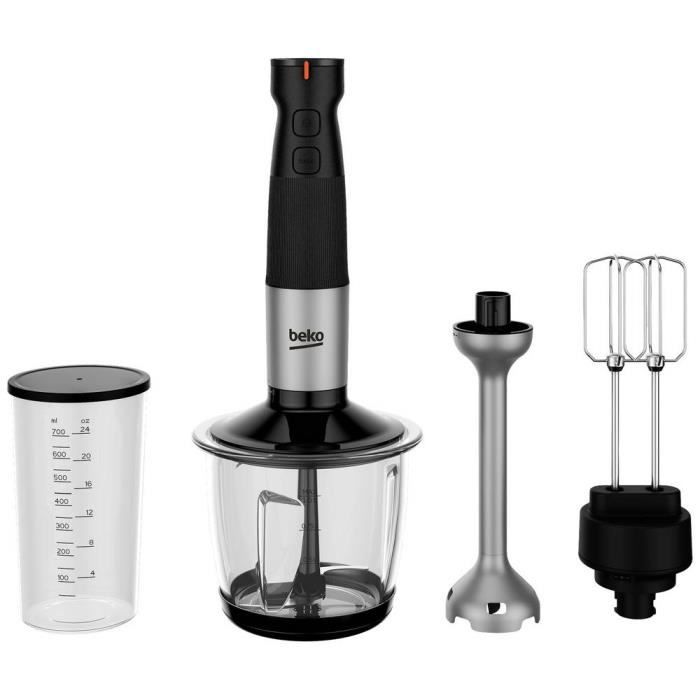 Mixeur plongeant - BEKO - HBA 81762 BX - 750 W - Noir - Embout hâchoir et verre doseur en inox
