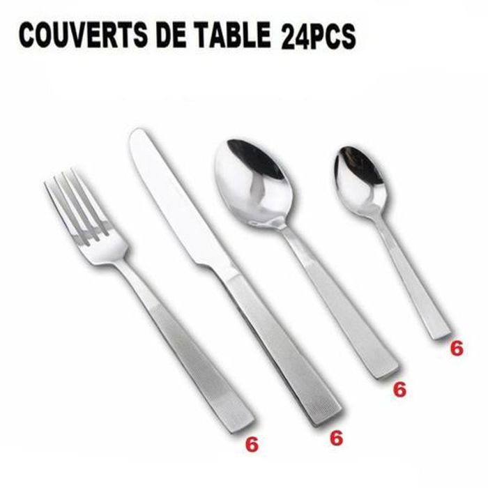 Ensemble de luxe en acier inoxydable, couverts argenté, couteau cuillère fourchette, Service de table, Ménagère 24 pièces