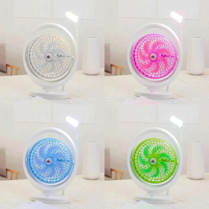 Ventilateur de bureau rechargeable usb avec lumière led pour la maison ,chambre (Couleur aléatoire)