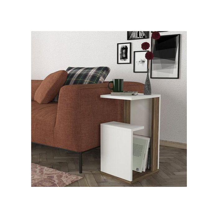Table d'appoint SISTER blanc et noyer