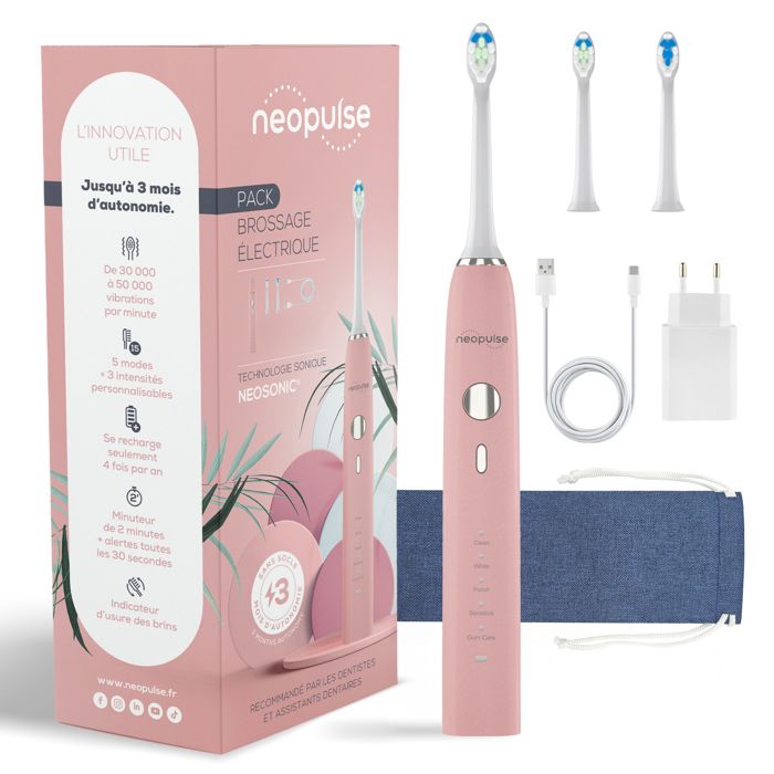 Brosse à dents electrique NEOSONIC rose poudre NEOPULSE