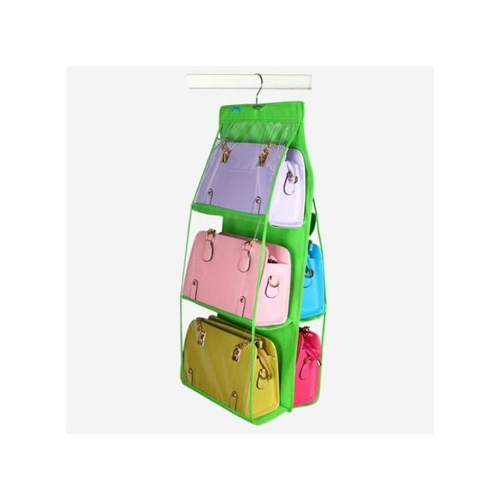 Organisateur de Sac à Main Suspendu avec 6 Poches Transparentes pour un Gain de Place et une Protection Anti-Poussière