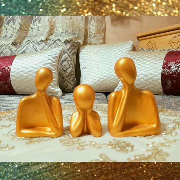 Figurines - Abstract Ceramics - Happy Family Set - Résine BT blanche - Décoration intérieure - 3 pièces