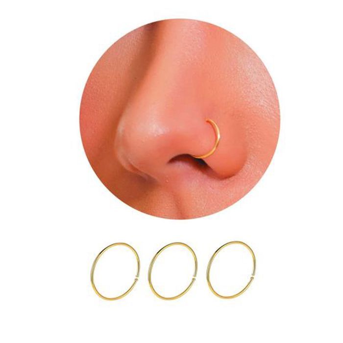3 pièces Ensemble d'anneaux de nez simples et tendance en acier inoxydable pour femmes