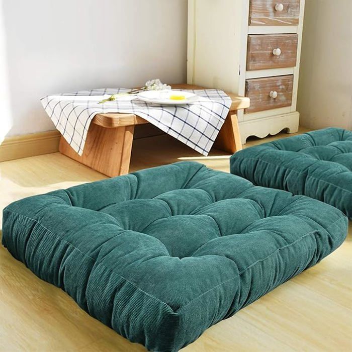 Coussin de sol - Non spécifié - 60x60x8 cm - Velours uni - Vert foncé - Intérieur