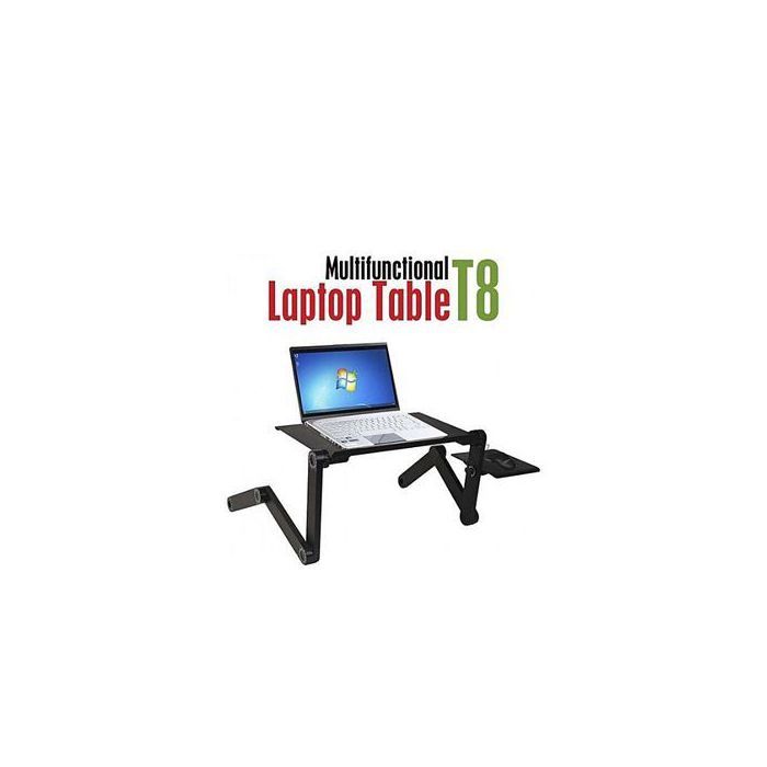 Table d'ordinateur portable, Pliable, Support Souris, Double Ventilateurs(Noir)