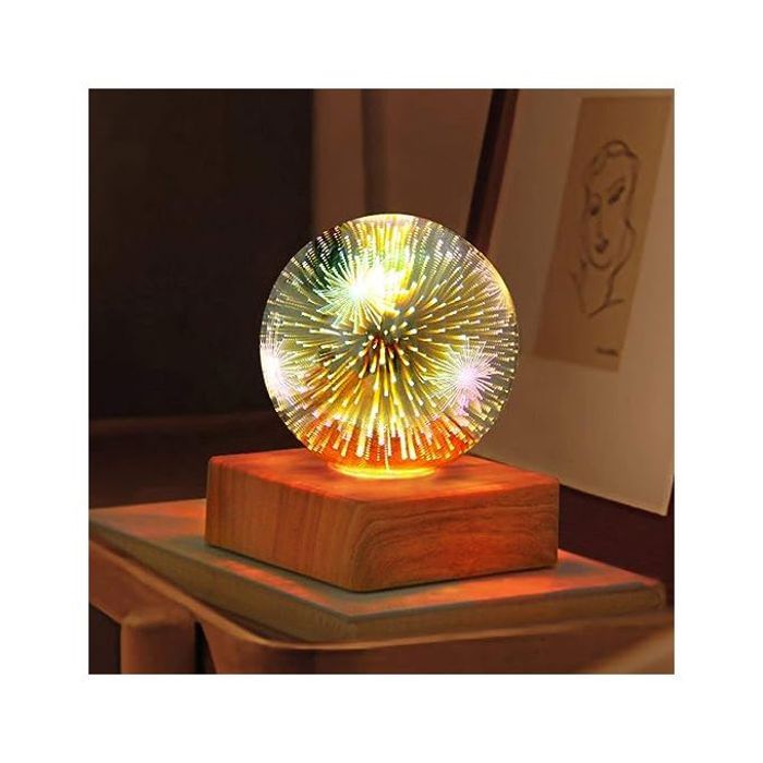 Lampe de table boule en verre lumière de nuit romantique avec led