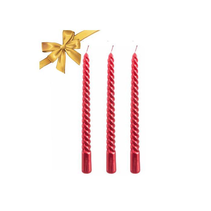 3 Bougies chandelier Romantiques de belle couleur Rouge avec brillant