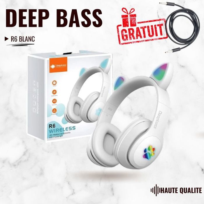 Casque Deep Bass R6 BLANC