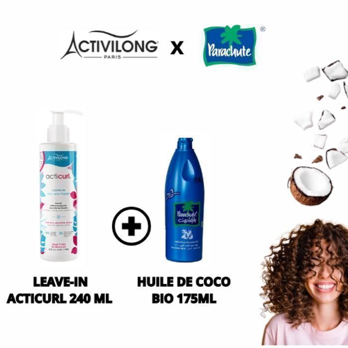 PACK LEAVE IN - ACTIVILONG - PARACHUTE - 175 ML - Hydratation - Boucles définies - Sans rinçage