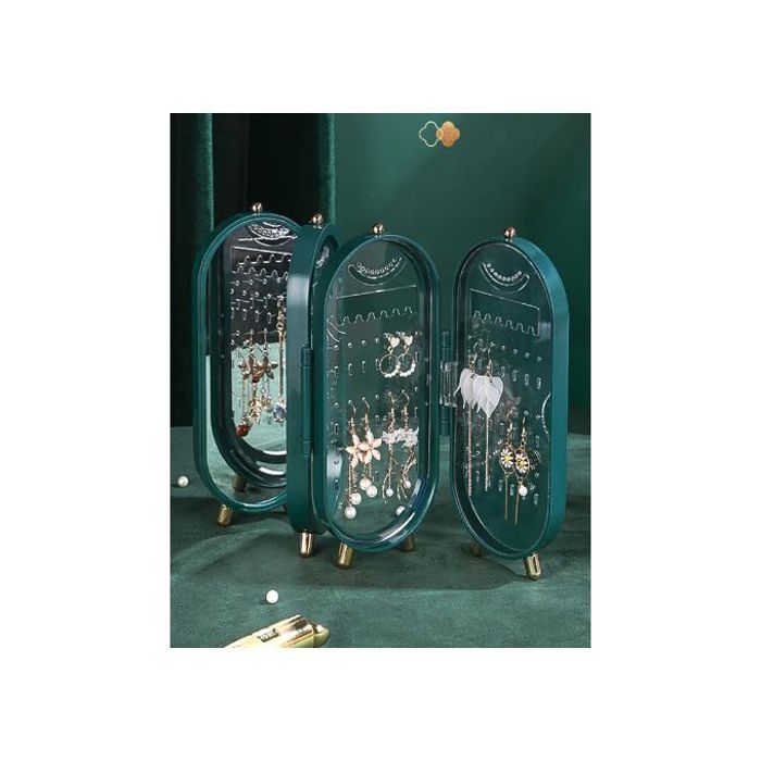 Boîte à bijoux - Luxe - Pliable - Grande capacité - Présentoir pour boucles d'oreilles - Miroir intégré