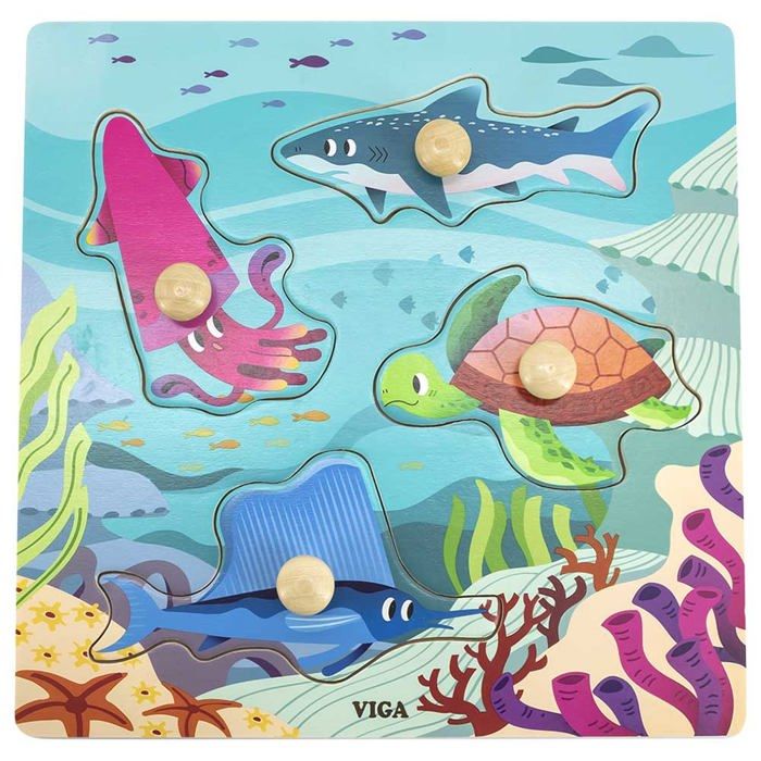 Viga - Puzzle à boutons 4 pièces Animaux de la mer