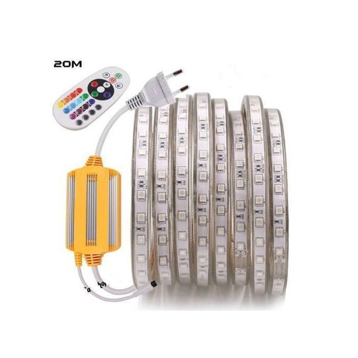 Bande LED RGB - 20M - Flexible - Etanche - 220V - Multicolore