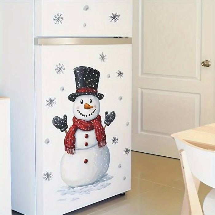Autocollants de réfrigérateur bonhomme de neige de Noël - Autocollants muraux auto