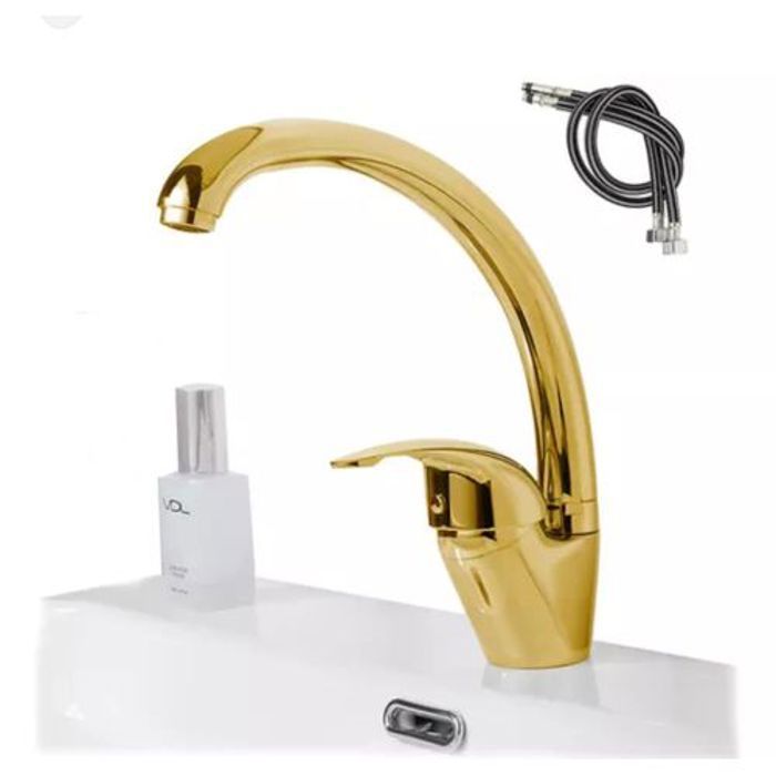 Robinet Mitigeur de Lavabo gold ,Haute Qualité + 2 flexibles