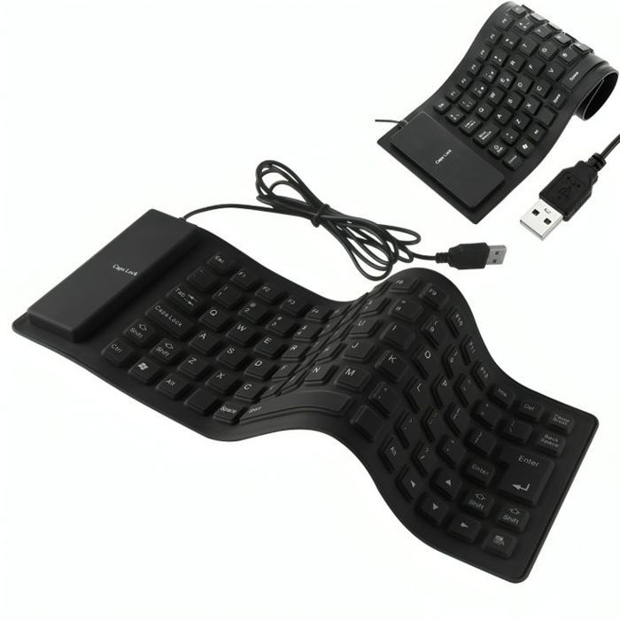 Clavier flexible en silicone USB Mini clavier pliable pour PC portable Notebook Voyage