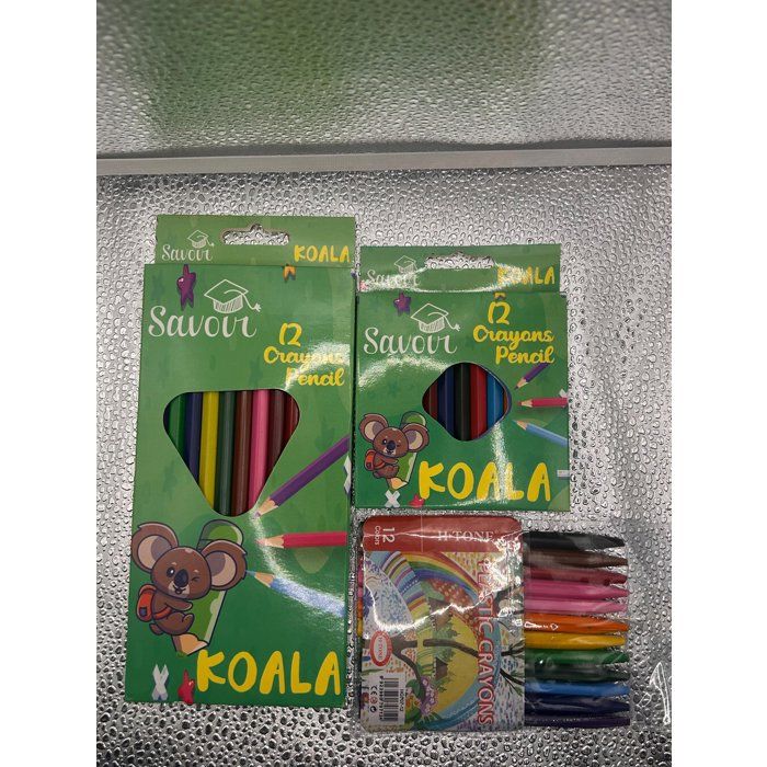 Pack Créatif Complet – Crayons de Couleur Longs + Mini + Crayons de Cire – Marques Savoir+ & HTON