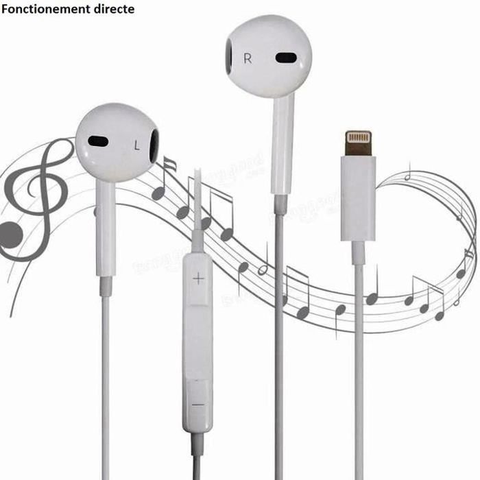 ecouteurs conection Directe avec Microphone avec Connecteur de Foudre Pour iPhone 7+/7/8/x/ipad