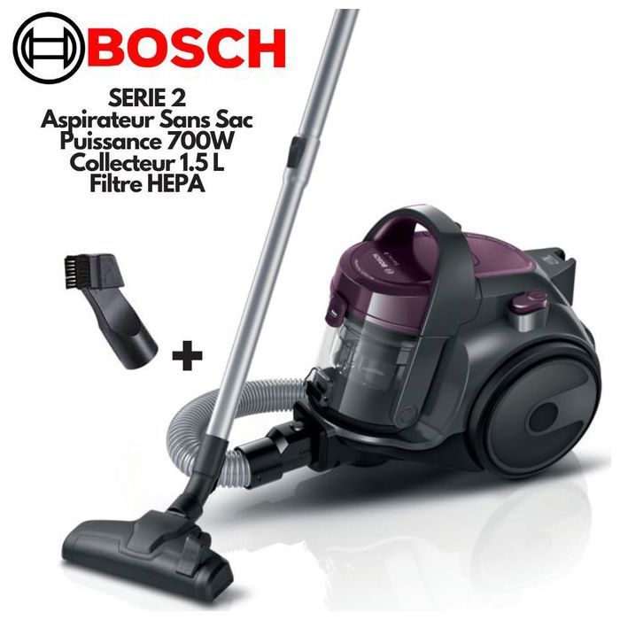 BGC05AAA1 Serie 2 Aspirateur Sans Sac Tous Types De Sols 700W Grand Réservoir 1.5 Litres Rayon 9 mètres
