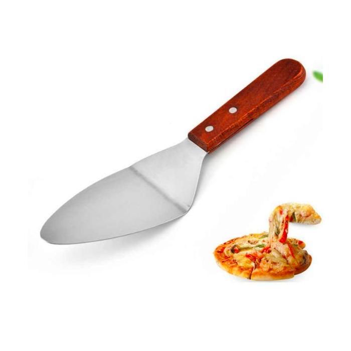 Pelle à pizza ou à tarte - Spatule en métal d'acier inoxydable - Manche en bois - Grattoir durable