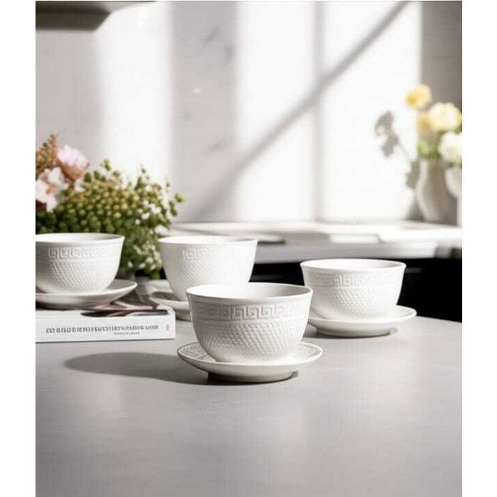 Set 6 Bols de 13cm et 6 assiettes 16 cm imprimés en porcelaine très bonne qualité-compatible lave vaisselle