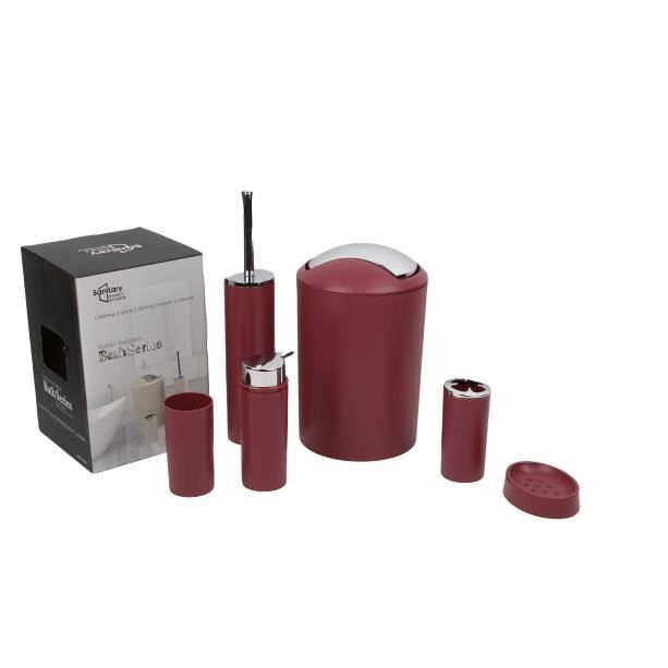 SET ACCESSOIRES SALLE DE BAIN 6 PCS ROUGE UNI