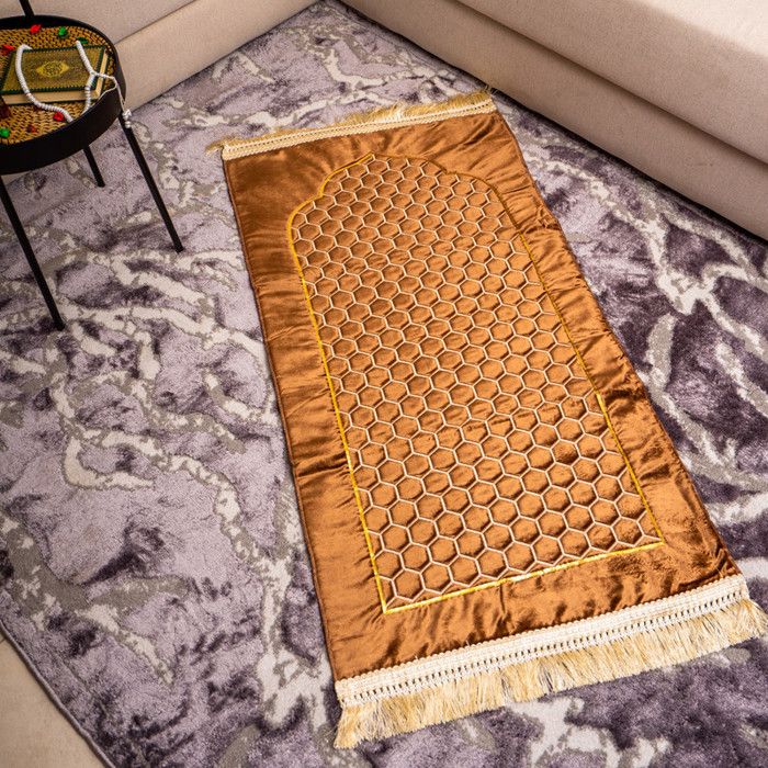 Tapis de prière - AL Nahla - Moutarde foncé - Fibres naturelles - Rectangulaire - Uni