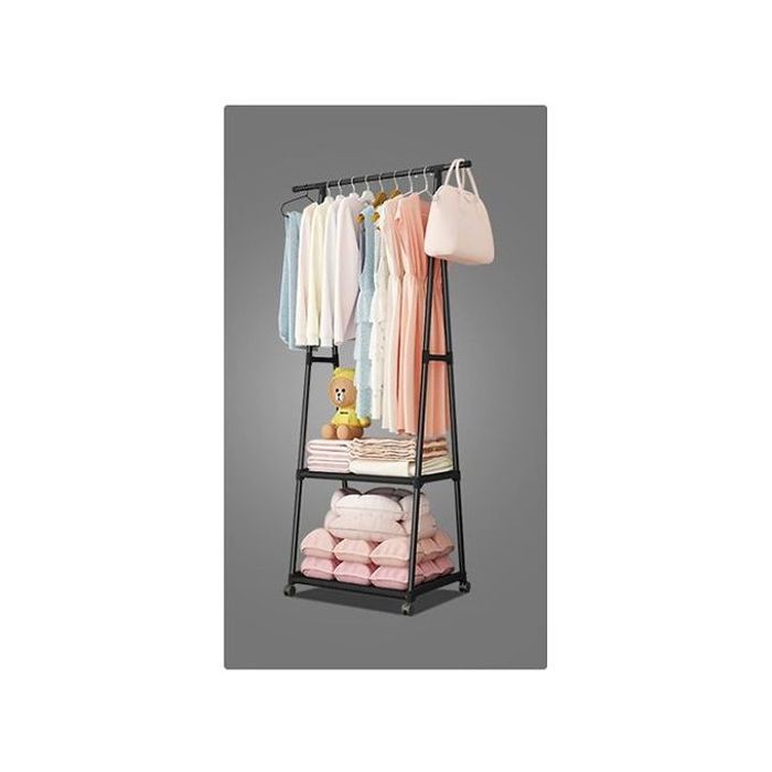 Porte-manteau vêtements triangulaire multifonctionnel, amovible de chambre à coucher avec roulettes