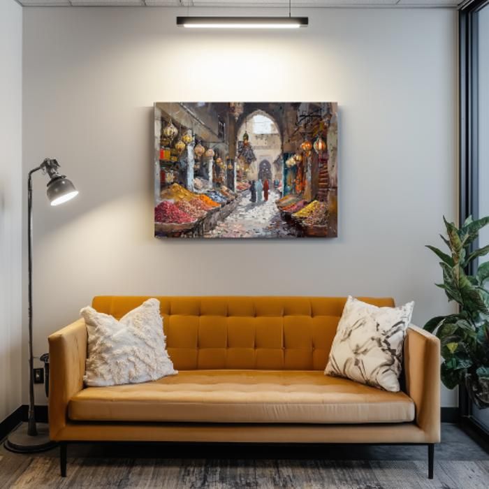Tableau Décoratif Souk Traditionnelle 50x70 cm - Collection Lumières & Ombres