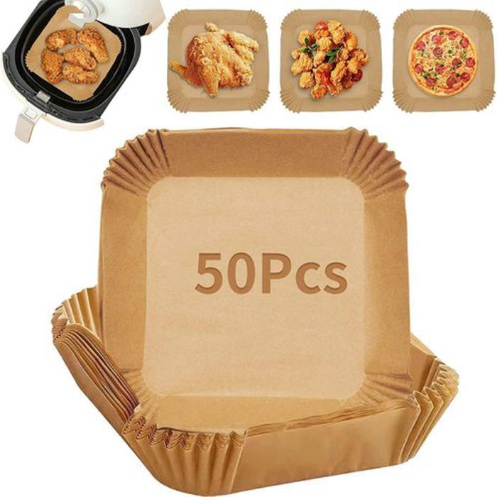 Papier pour friteuse à air carré 50 pièces, papier antiadhésif pour air fryer